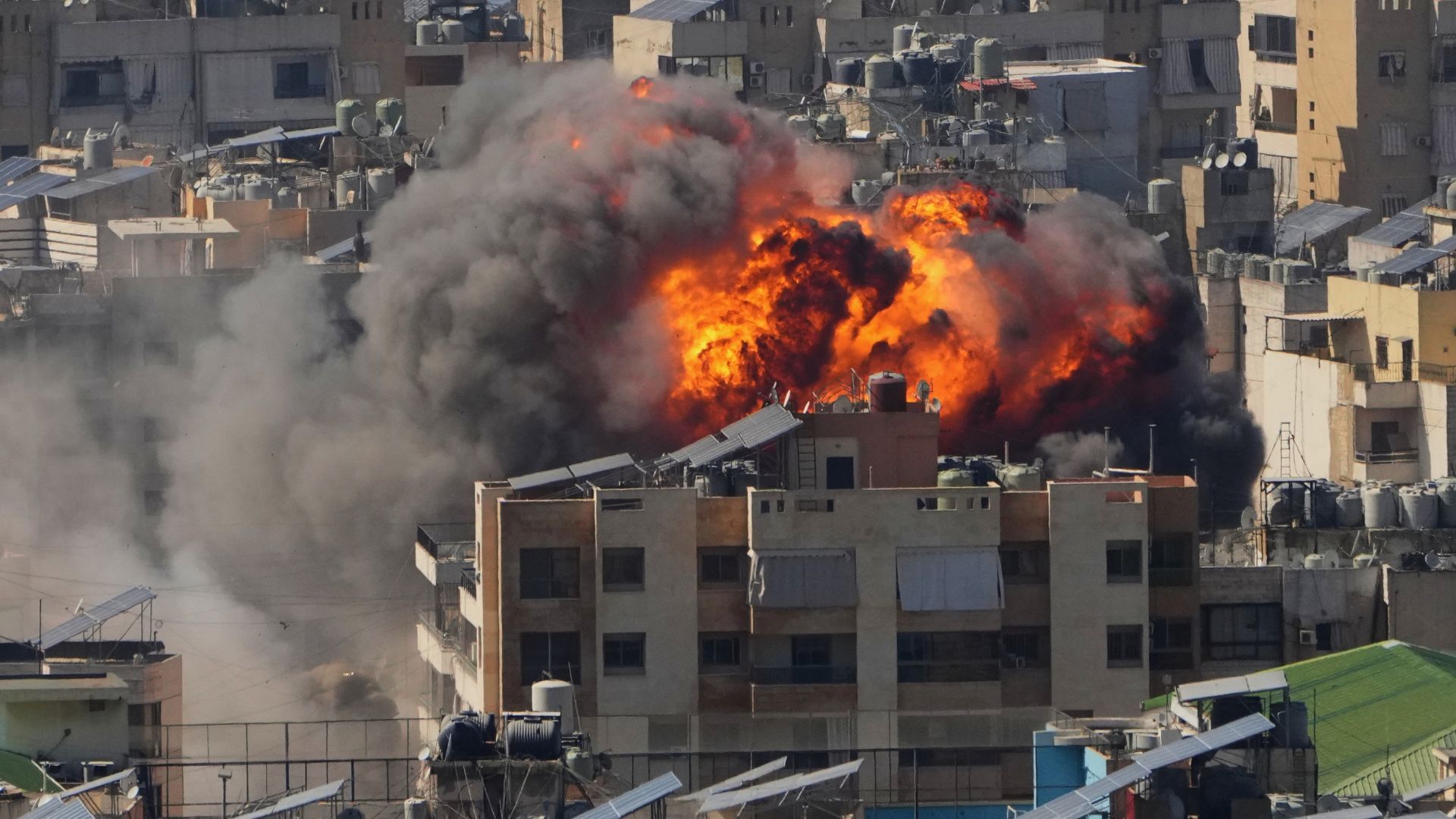 Video thumbnail for Israel strikes Hezbollah financial institutions in Beirut’s southern suburbs