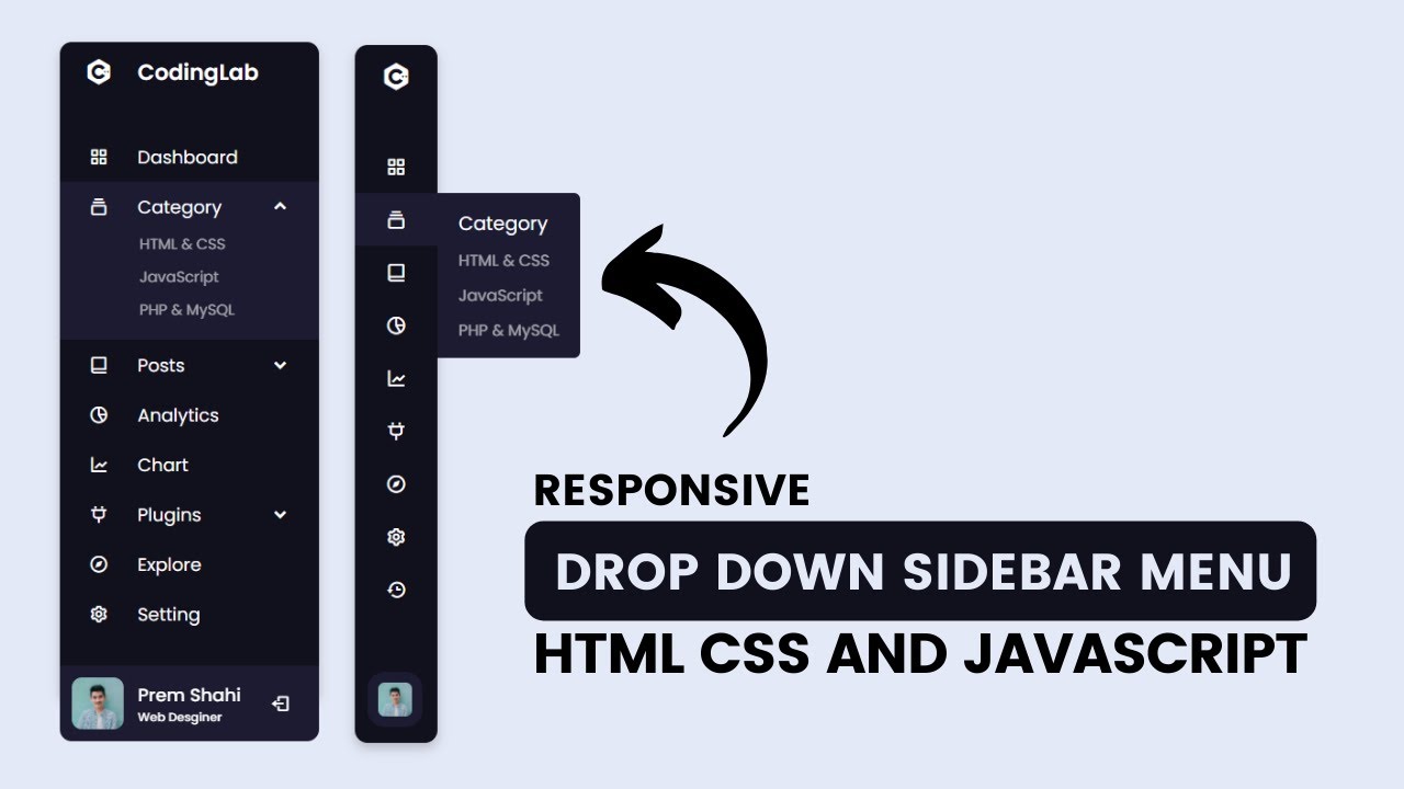 'Video thumbnail for Responsive Dropdown Sidebar Menu using HTML CSS and JavaScript _ Side Navigation Bar'