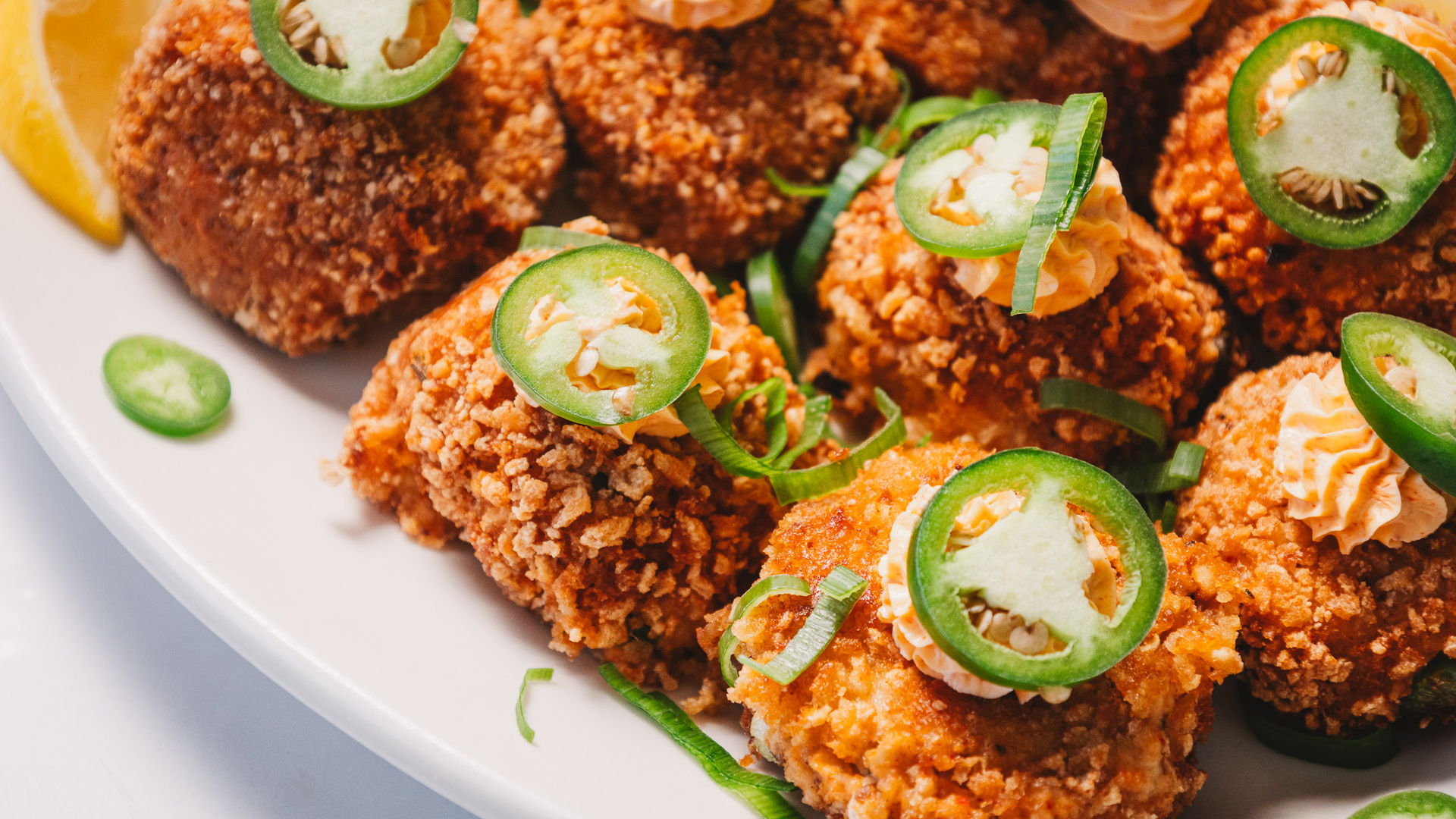 Video thumbnail for Crab Cake Jalapeño Popper Bites Recipe