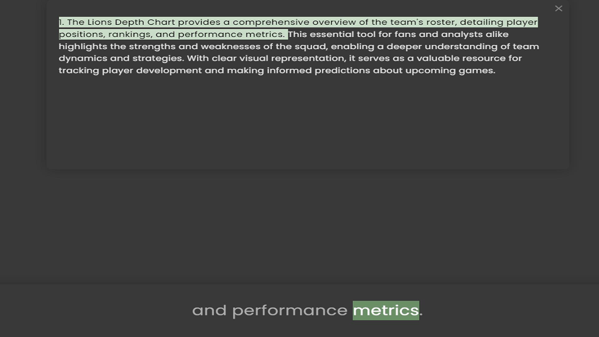 Video thumbnail for 1. The Lions Depth Chart provides a comprehensive overview of the team's roster, detailing player positions, rankings, and performance metrics. This essential tool for fans and analysts alike highlights the strengths and weaknesses of the