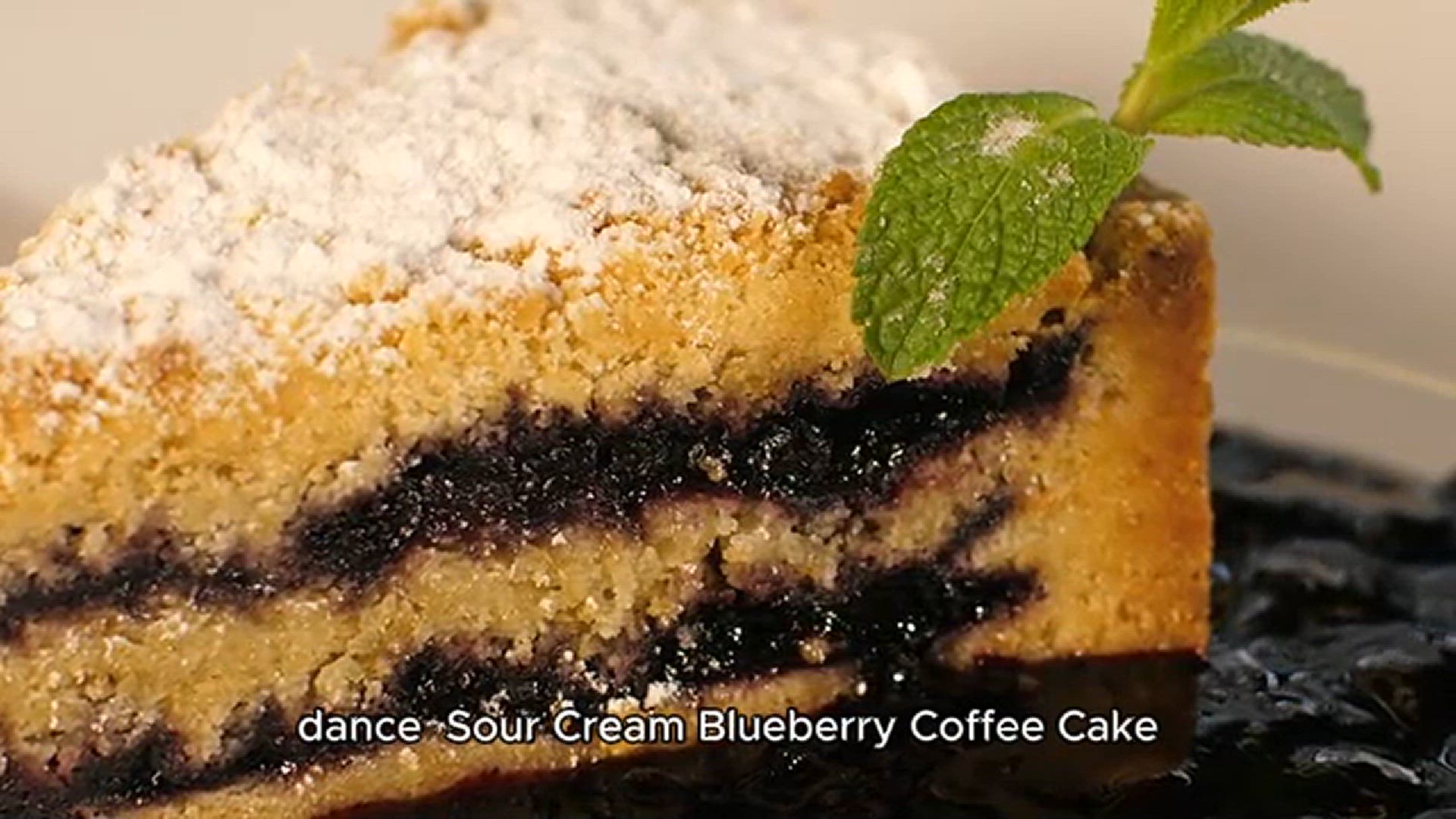 Video thumbnail for Sour Cream Blueberry Coffee Cake Recipe