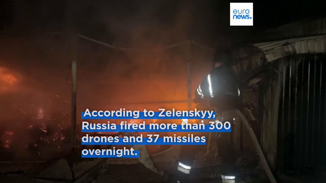 'Video thumbnail for Russia batters Ukraine’s energy grid with drone and missile strikes, officials say'