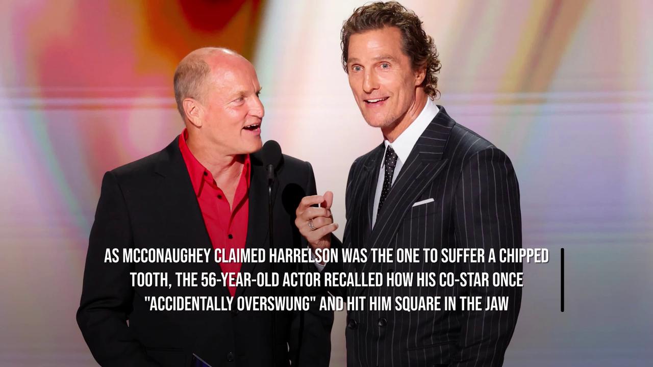 Video thumbnail for Matthew McConaughey admits his arguments with Woody Harrelson have 'drawn blood'.