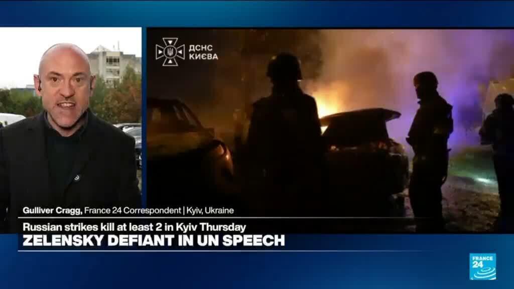 Video thumbnail for 'Particularly heavy night' of Russian strikes on Kyiv