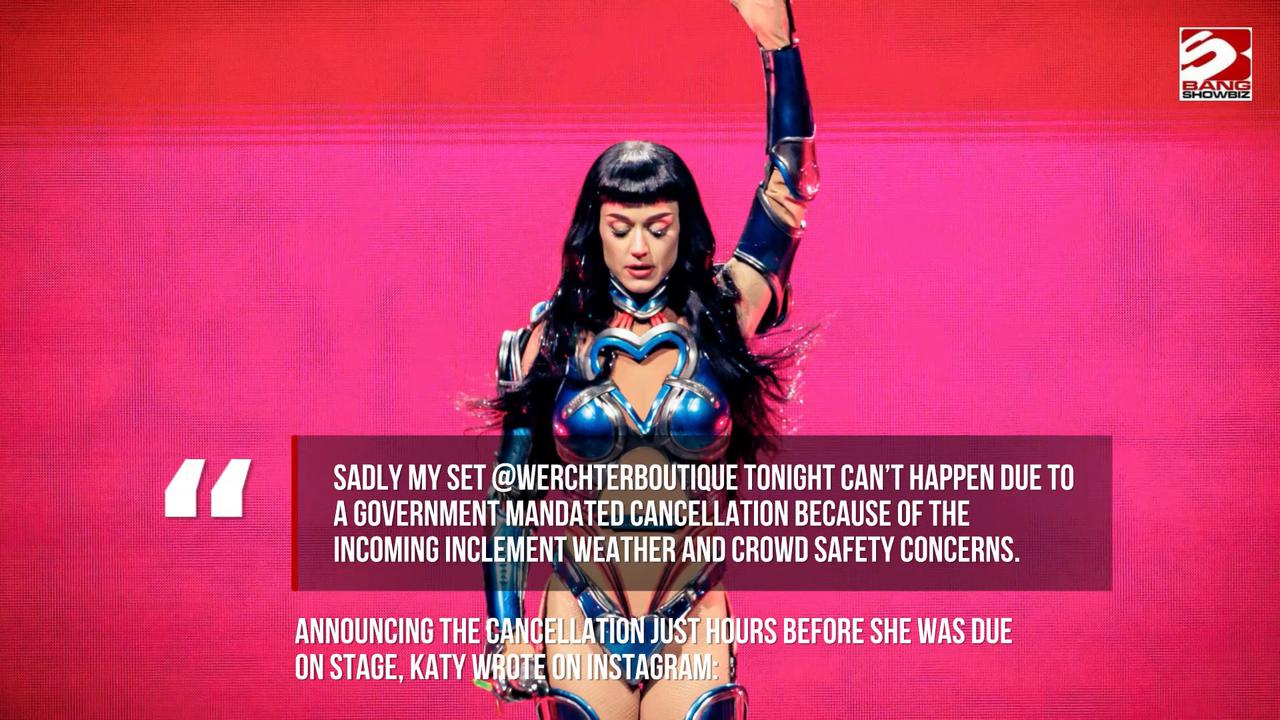 Video thumbnail for Katy Perry festival set cancelled due to weather
