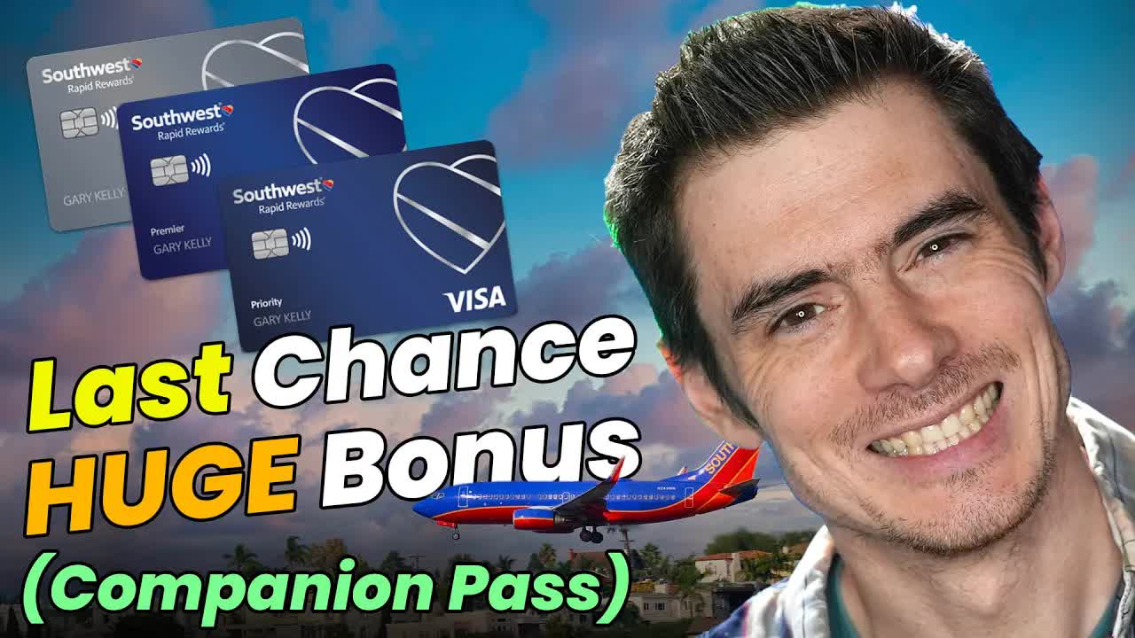 Video thumbnail for ben hedges: huge southwest credit card bonus: unlock companion pass & free stocks!