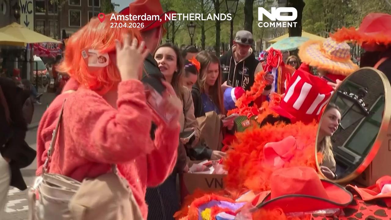 Video thumbnail for Thousands filled Amsterdam’s streets and canals to celebrate the king’s birthday
