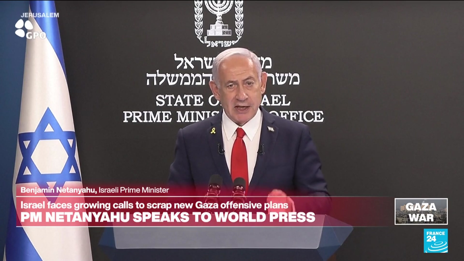 'Video thumbnail for REPLAY - Netanyahu defends his planned military offensive in Gaza before world press'