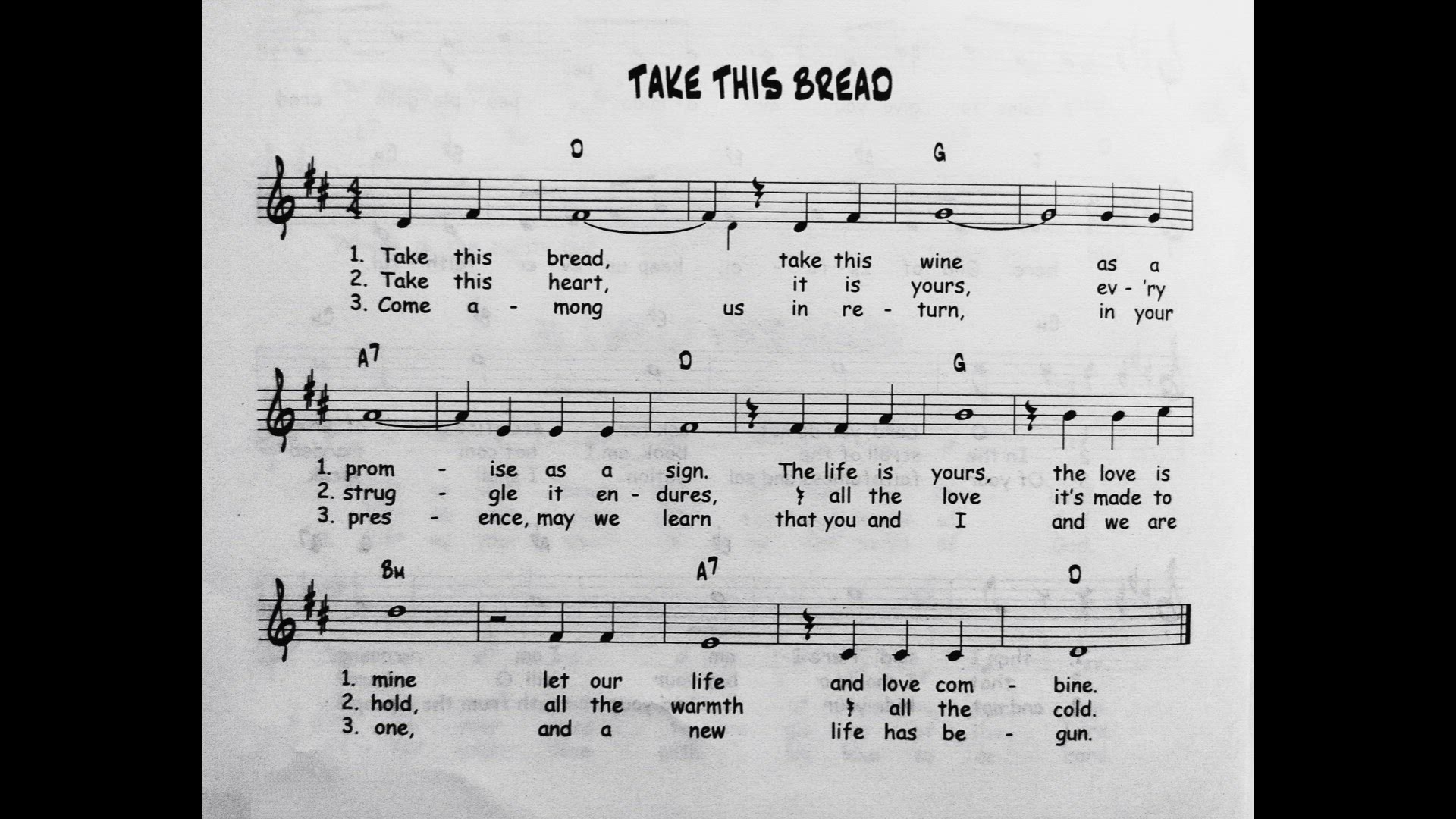 'Video thumbnail for Take This Bread - Catholic Mass Song Sheet Music'