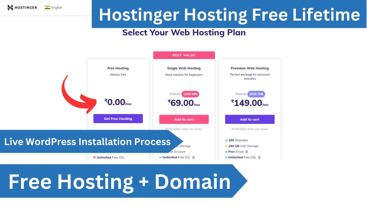 Video thumbnail for Free Hosting for WordPress | Hostinger Hosting Free Life Time | Free Web Hosting