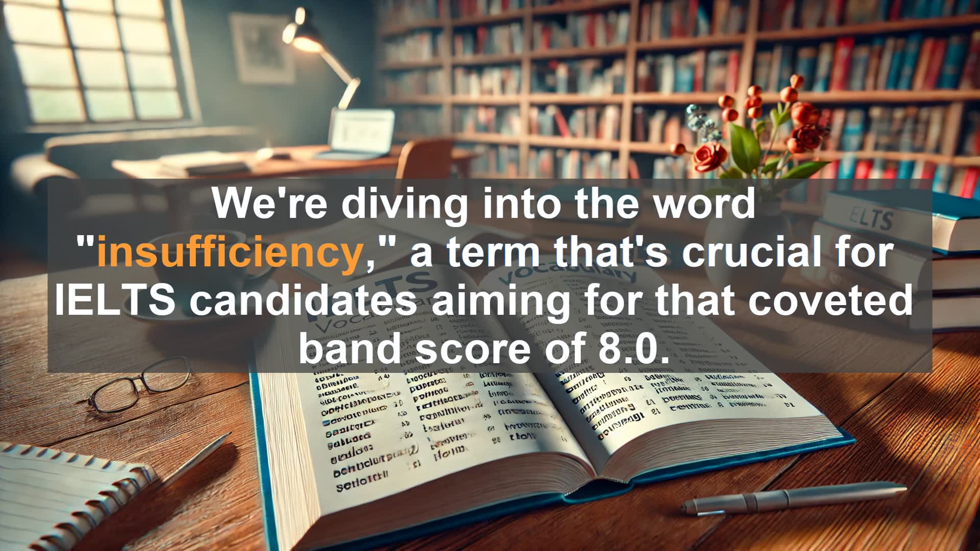 'Video thumbnail for 5000 Must Know IELTS 8.0 Vocabulary - Understanding 'Insufficiency': A Key Word for IELTS Success'