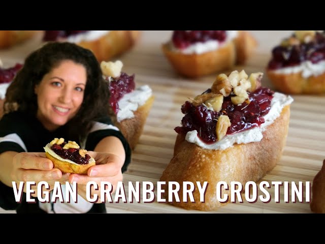 Video thumbnail for Vegan Thanksgiving Appetizer Recipe: Cranberry and Cashew Cheese Crostini (& Cranberry Sauce Recipe)