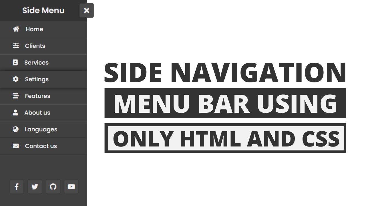 'Video thumbnail for How to Create Side Navigation Bar in HTML and CSS'