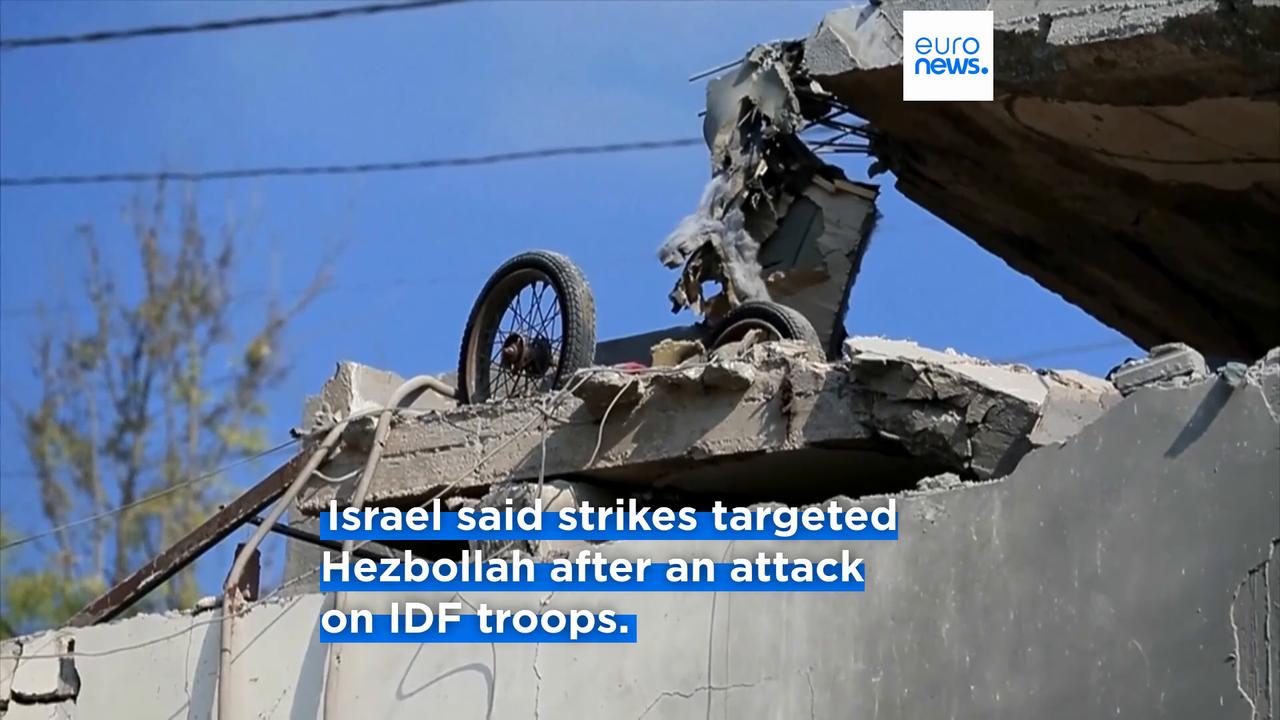 Video thumbnail for Israeli strikes that killed 11 send 'clear message' on negotiations, says Lebanese president