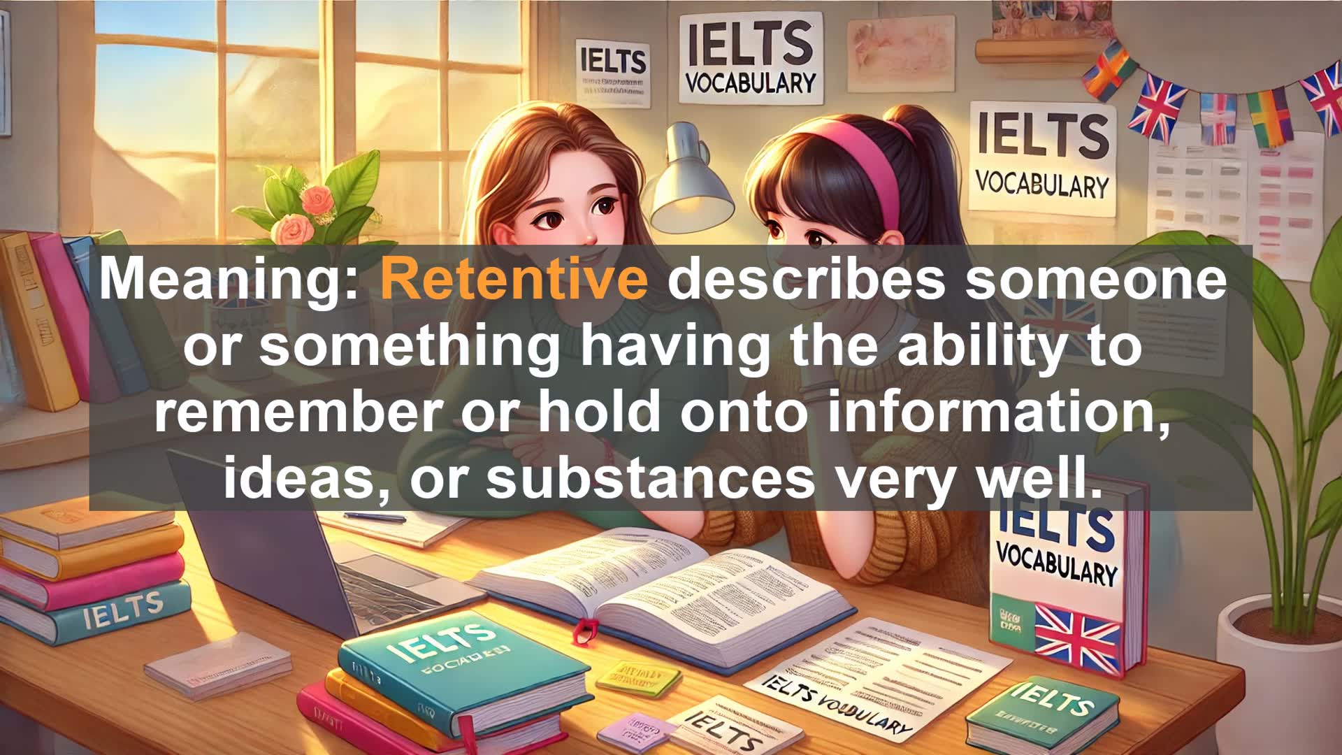 'Video thumbnail for 2000 Must Know IELTS 9.0 Vocabulary - Retentive: Mastering the Art of Holding Information'