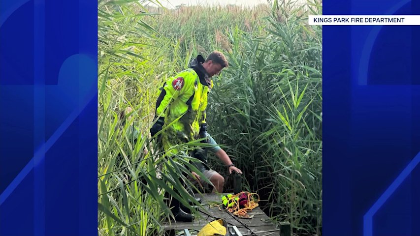 Video thumbnail for Man rescued from Kings Park marsh after chasing runaway dog