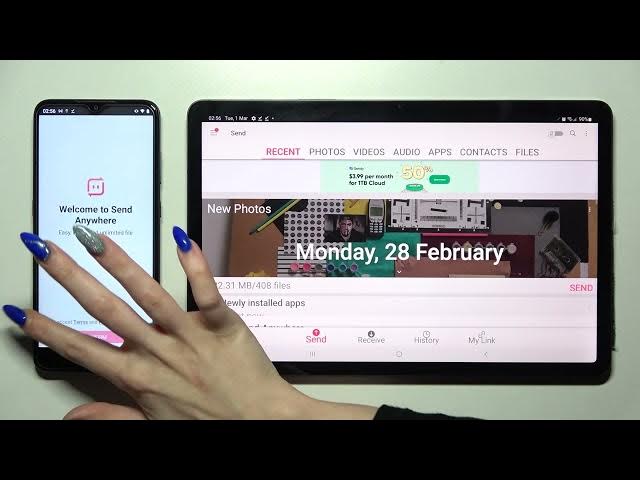 Video thumbnail for How to Transfer files from an Android Device to Samsung Galaxy Tab S8 - Send Anywhere App