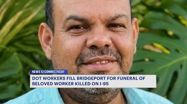 Video thumbnail for Bridgeport community gathers to mourn DOT worker tragically killed by impaired driver on I-95