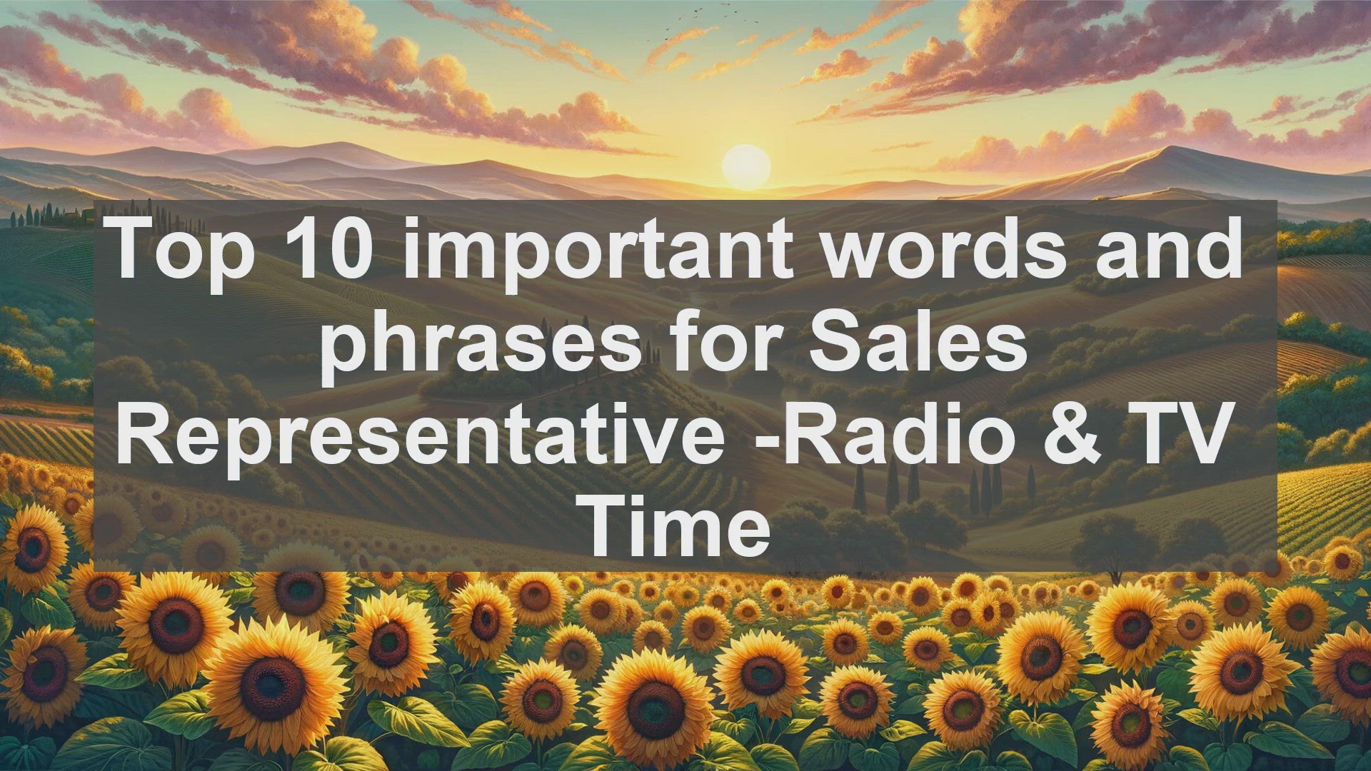 'Video thumbnail for Top 10 important words and phrases for Sales Representative Radio  TV Time'