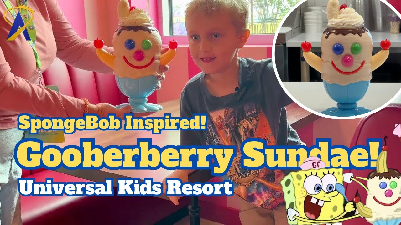 Video thumbnail for We Tried the Real-Life SpongeBob Inspired Triple Gooberberry Sundae at Universal Kids!