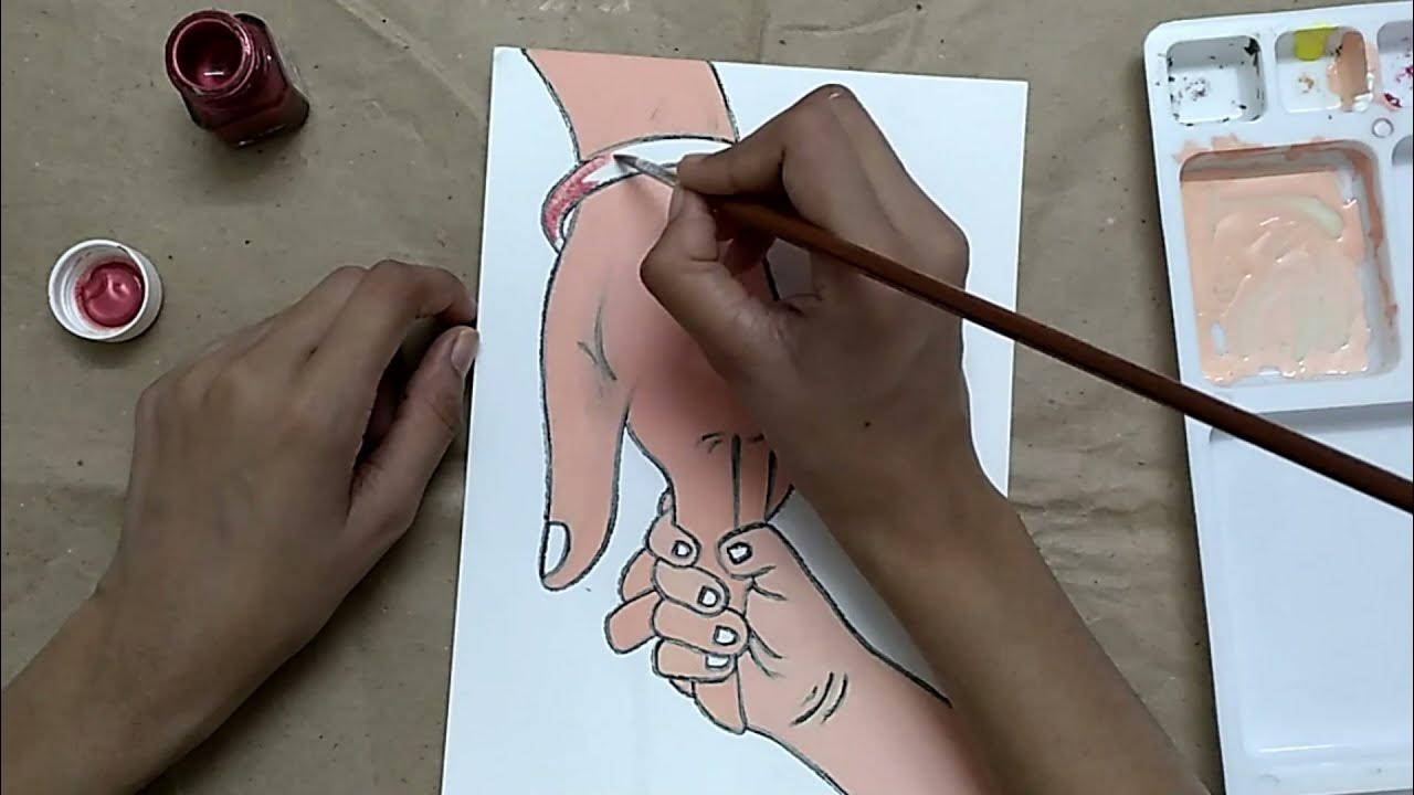 Video thumbnail for Mother and Daughter Hand Color Painting | Acrylic Color Painting from Scratch | Acrylic Paint