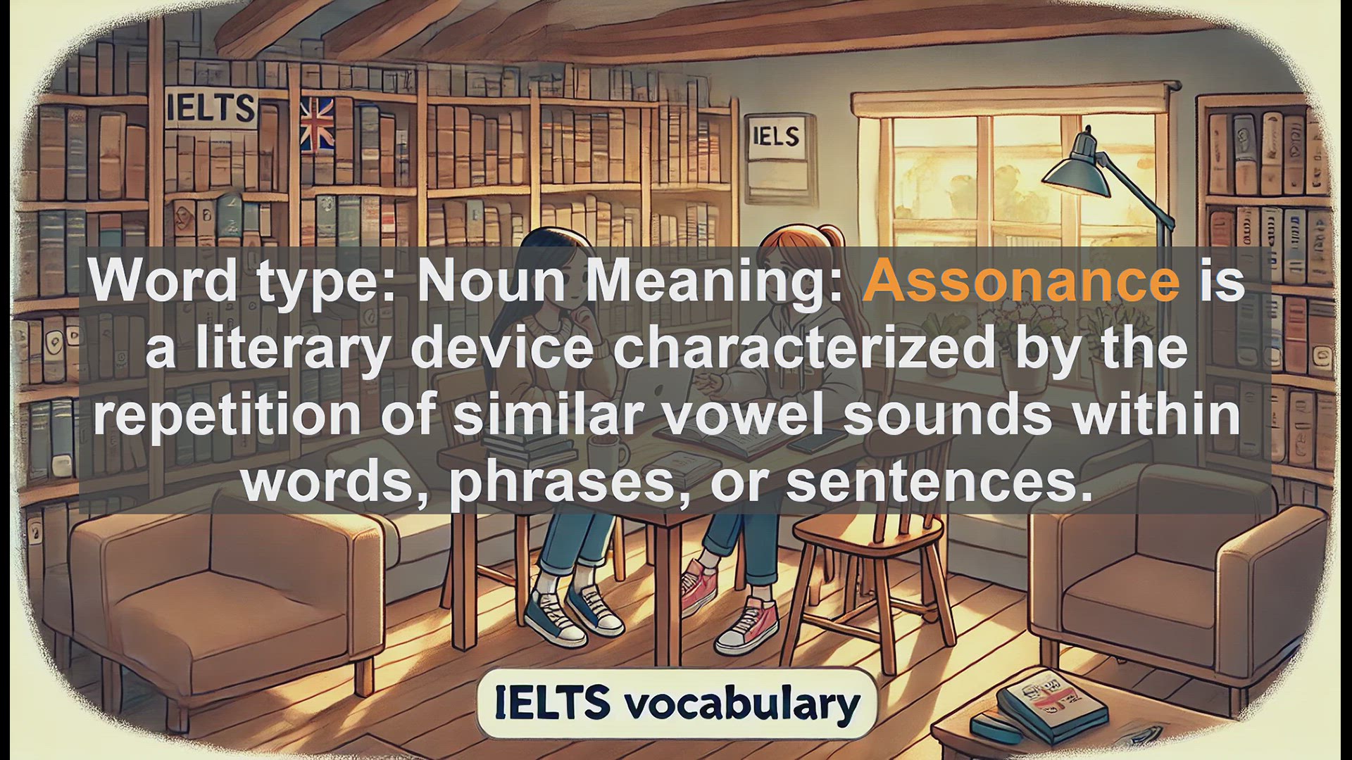 'Video thumbnail for 5000 Must Know IELTS 8.0 Vocabulary - Assonance: The Art of Vowel Sound Repetition in Literature'