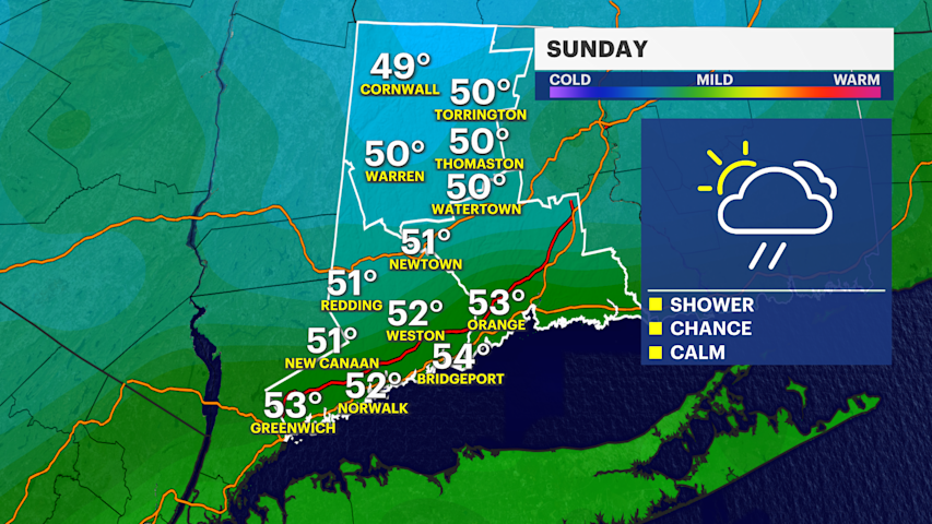 Video thumbnail for Clouds increase today with late-day showers, then a chilly start to the week in Connecticut