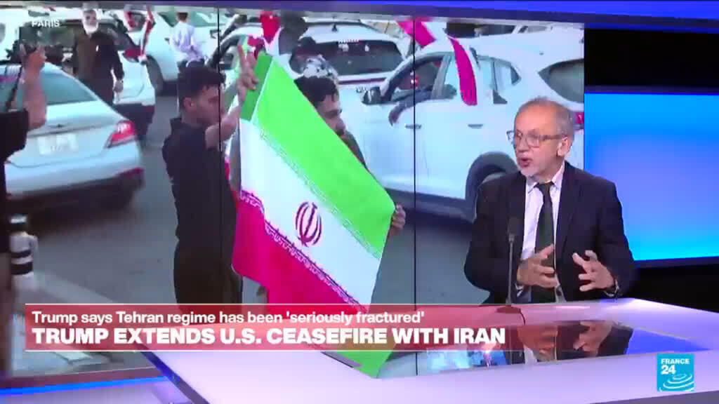 Video thumbnail for Trump extends ceasefire with Iran, says Tehran regime 'seriously fractured'