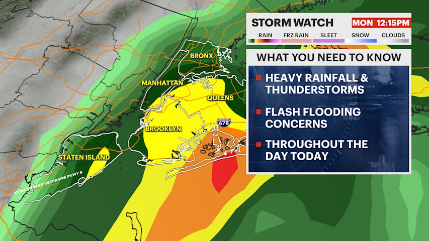 Video thumbnail for STORM WATCH: Heavy rain and flash flooding targets Brooklyn today