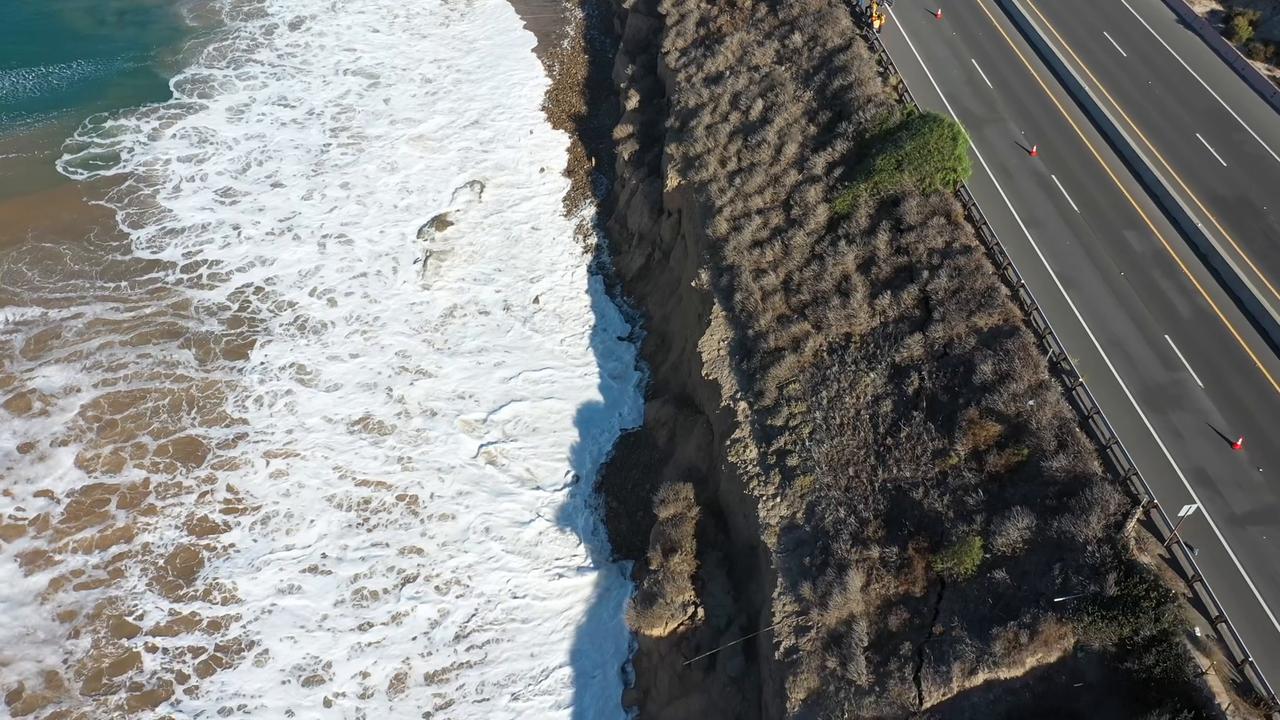 Video thumbnail for US: Tropical Storm Rachel Slams Laguna Beach coast highway landslide 4.