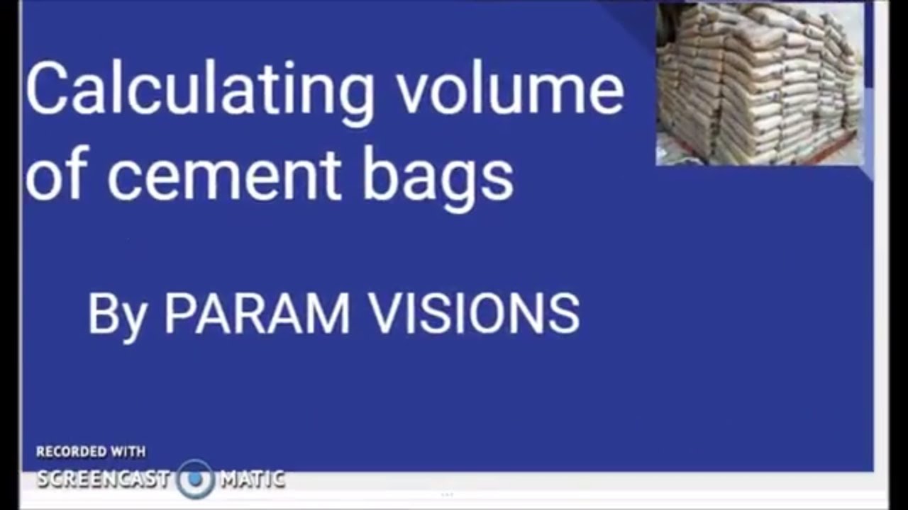 'Video thumbnail for How to calculate volume of cement bags./Calculating volume of cement bags/Volume conversion of cement'