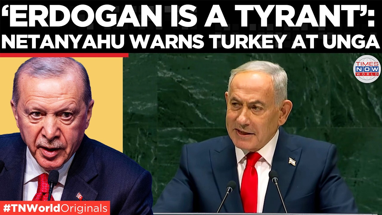 Video thumbnail for NETANYAHU UNGA FIRESTORM: Israel PM Calls Out Erdogan, Calls Him "Tyrant" | Times Now World