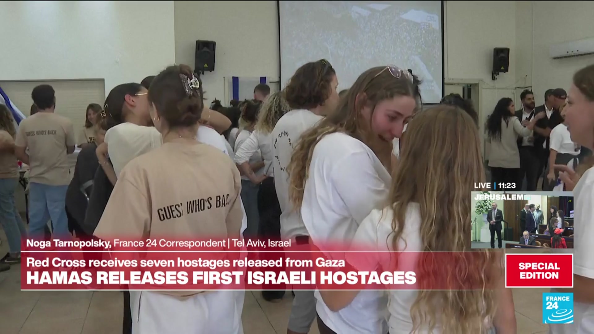'Video thumbnail for Israel: Thousands celebrate hostages’ return in Tel Aviv’s Hostages Square'