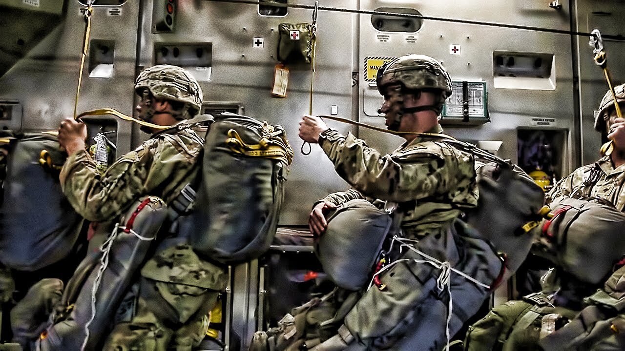 Video thumbnail for American & British Paratroopers Inflight-Rig-Jump Latvia