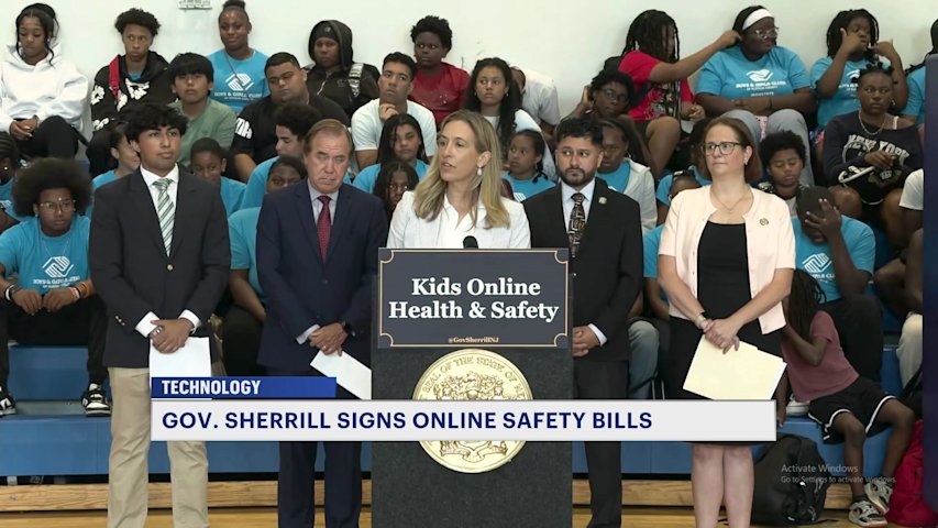Video thumbnail for Gov. Mikie Sherrill signs 3 bills aimed at protecting children online