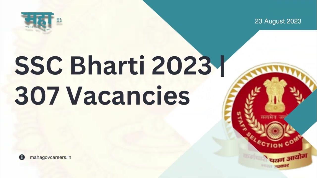 Video thumbnail for कर्मचारी निवड आयोग मध्ये कनिष्ठ हिंदी अनुवादक व इतर पदांची भरती २०२३ | SSC Recruitment 2023