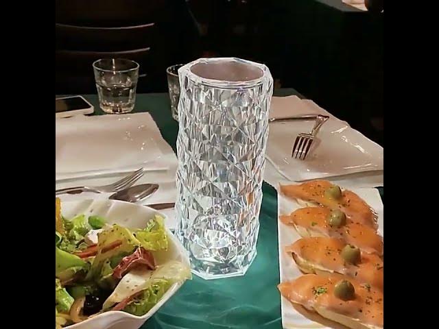 Video thumbnail for Crystal Table Lamp Rose Light Projector 3 16 Colors Adjustable Romantic Diamond Atmosphere Light USB