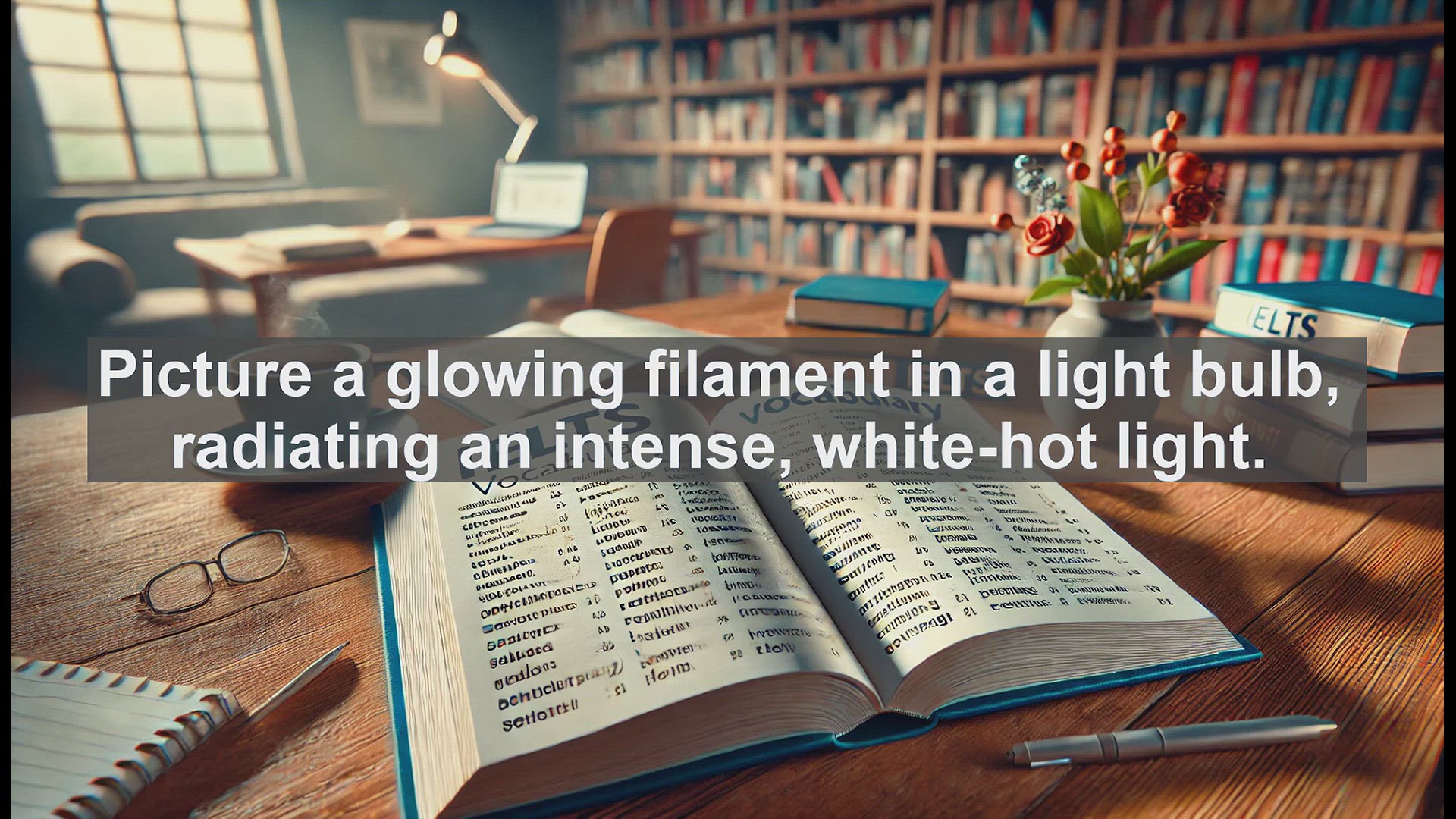 'Video thumbnail for 5000 Must Know IELTS 8.0 Vocabulary - Incandescence: A Bright Addition to Your IELTS Vocabulary'