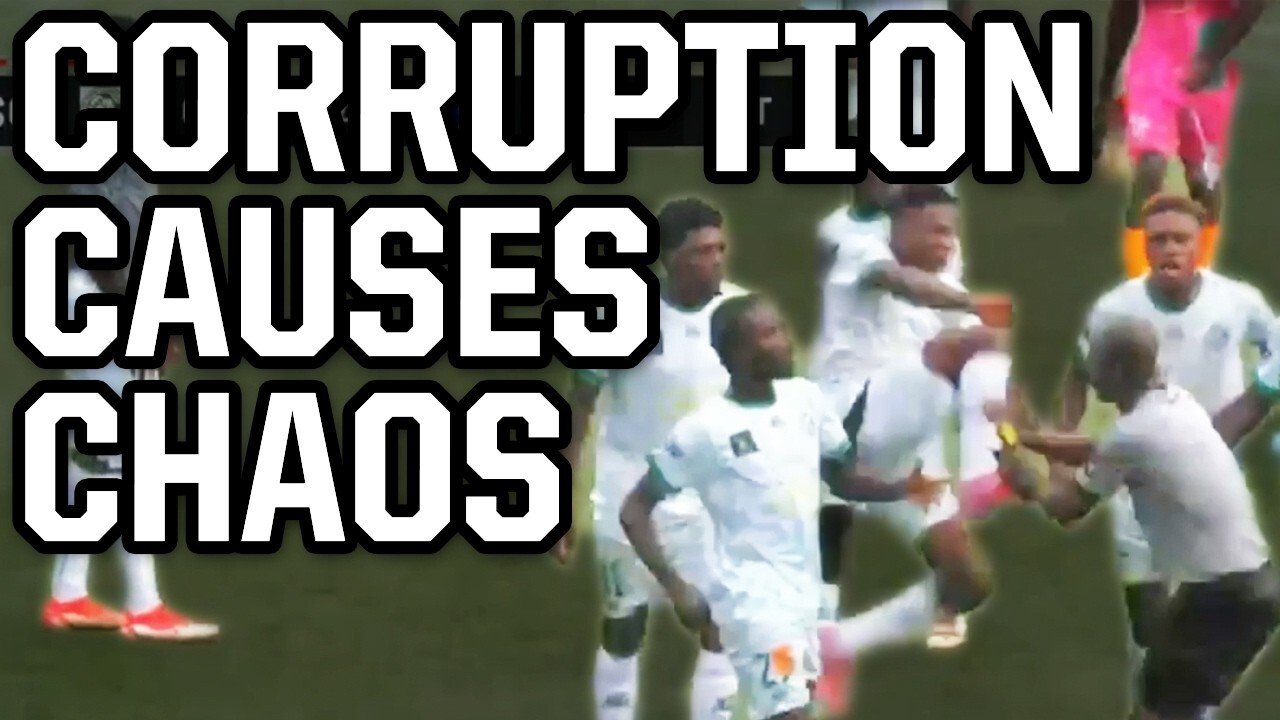 Video thumbnail for Cameroon soccer team protests by sitting down then it gets physical with the ref | Things You Missed
