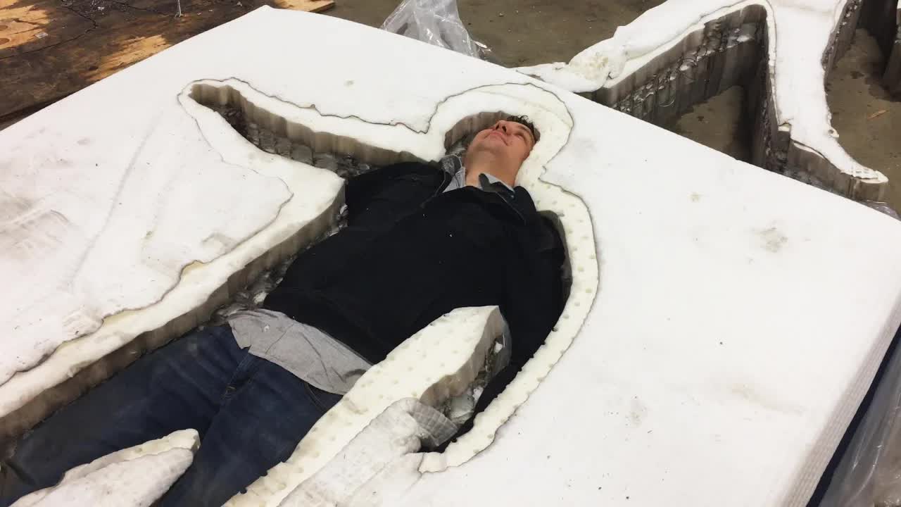 Video thumbnail for Helix Mattress King Size Assembly: Water Jet Mattress Cutting & Wood Platform Build