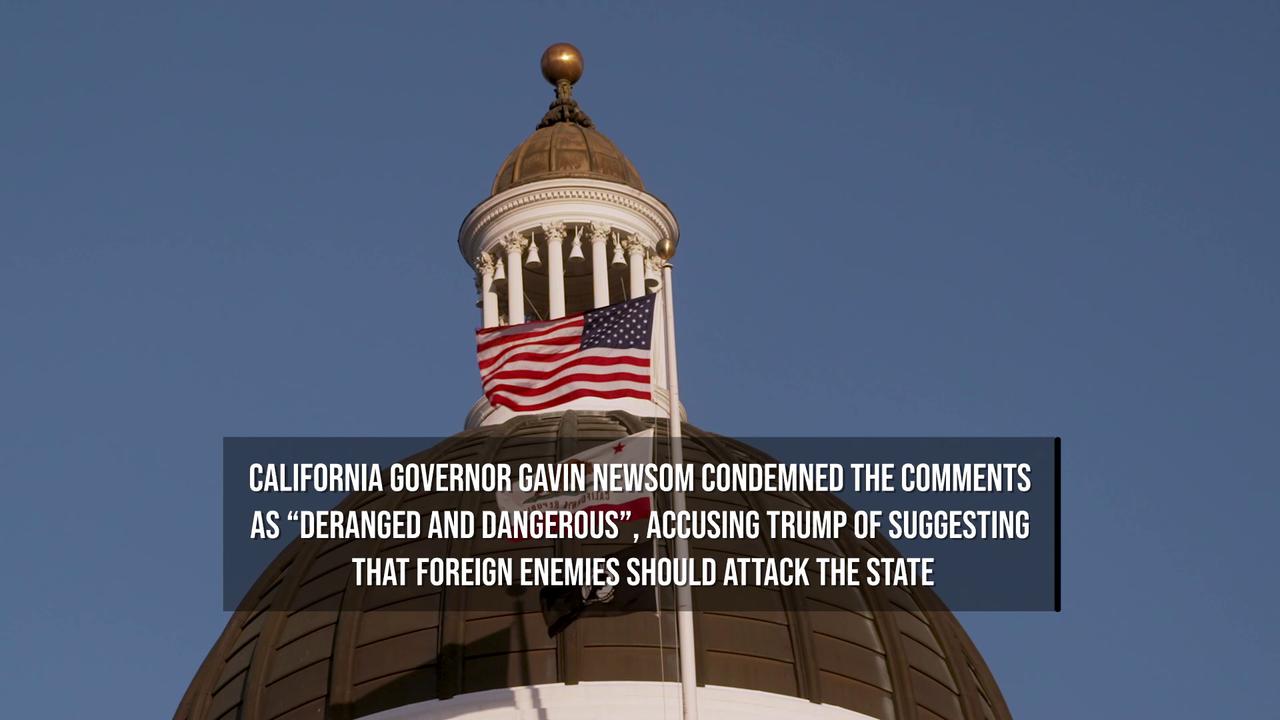 Video thumbnail for Trump Faces Backlash Over Remarks Suggesting Iran Could Attack California Cities.