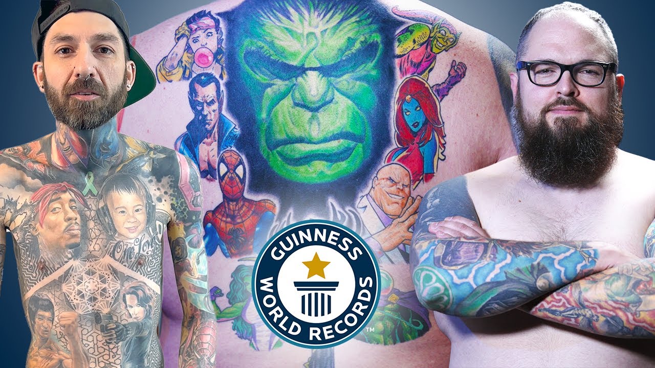 'Video thumbnail for These two men have 34 Marvel tattoos each!'