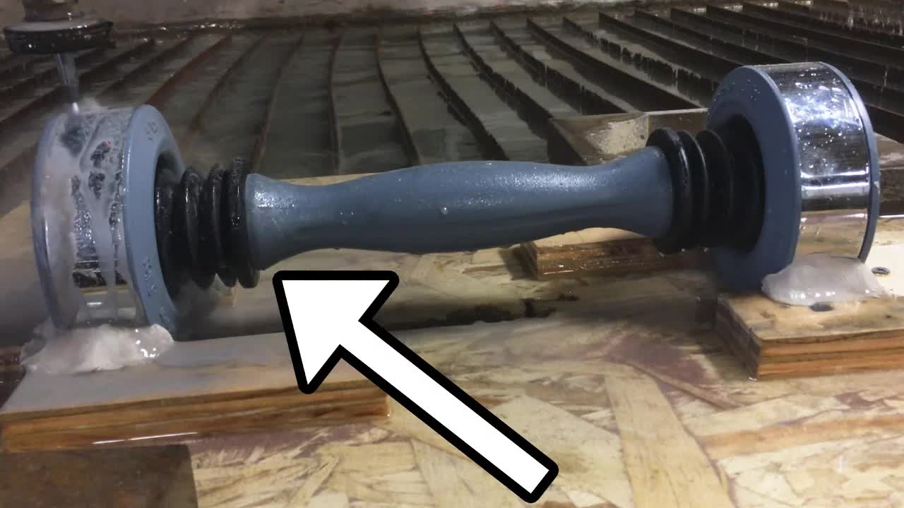 Video thumbnail for Shake Weight Cut In Half By Waterjet - Inside Look!