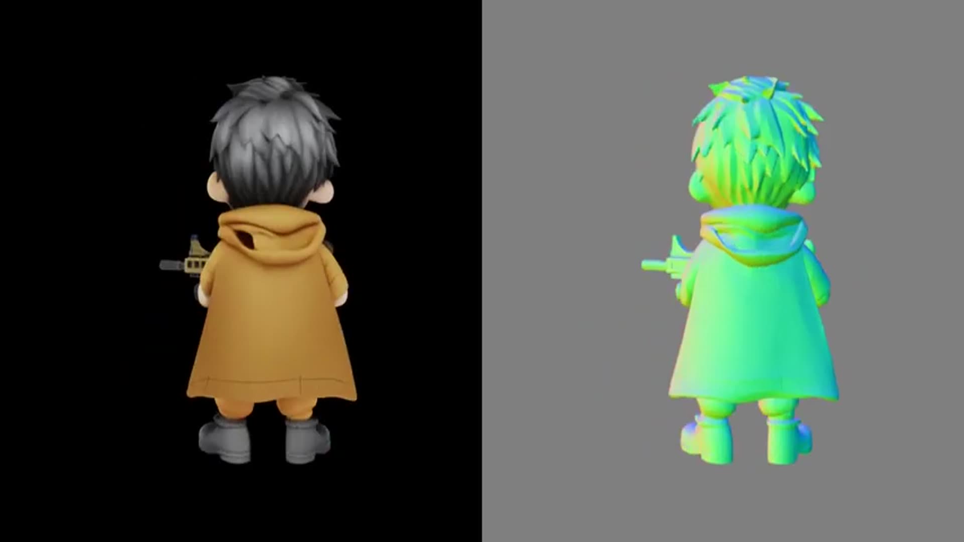 'Video thumbnail for airsoft 3D rendering of a cartoon character'