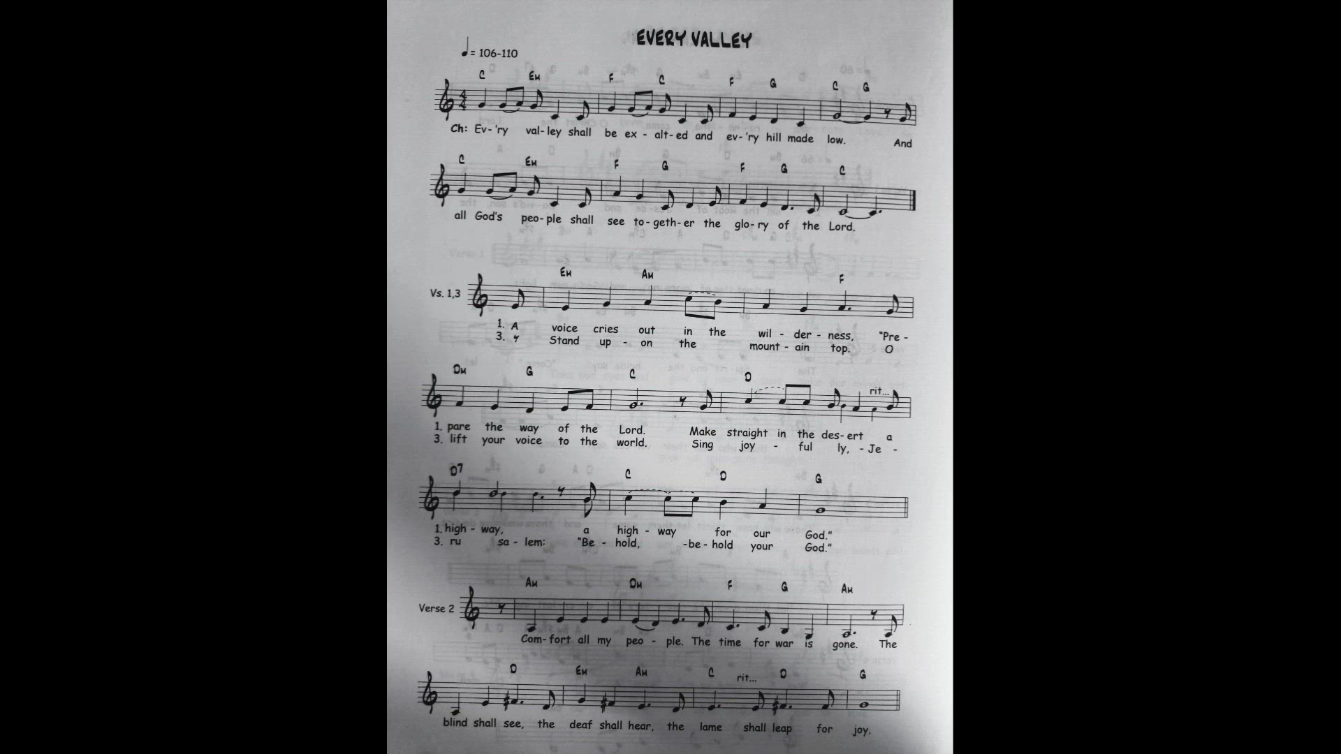 'Video thumbnail for Every Valley - Catholic Mass Song Sheet Music'