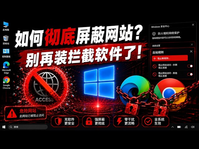 Video thumbnail for 如何不用第三方软件限制上网？Windows原生方案揭秘