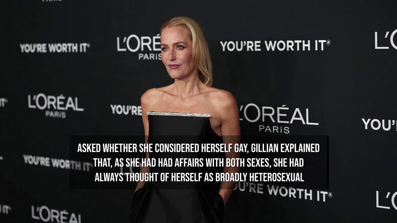 Video thumbnail for Gillian Anderson reveals 'illicit' same-sex relationship.