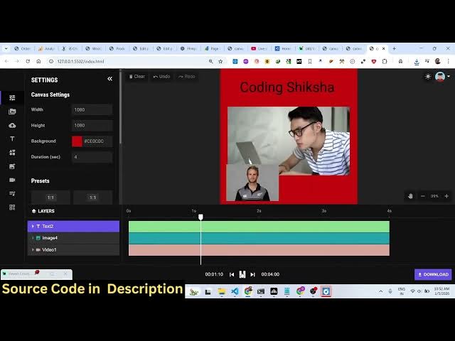 Video thumbnail for Canva Clone SaaS Tutorial: Build & Monetize a Video Editor in Browser Using HTML & Javascript