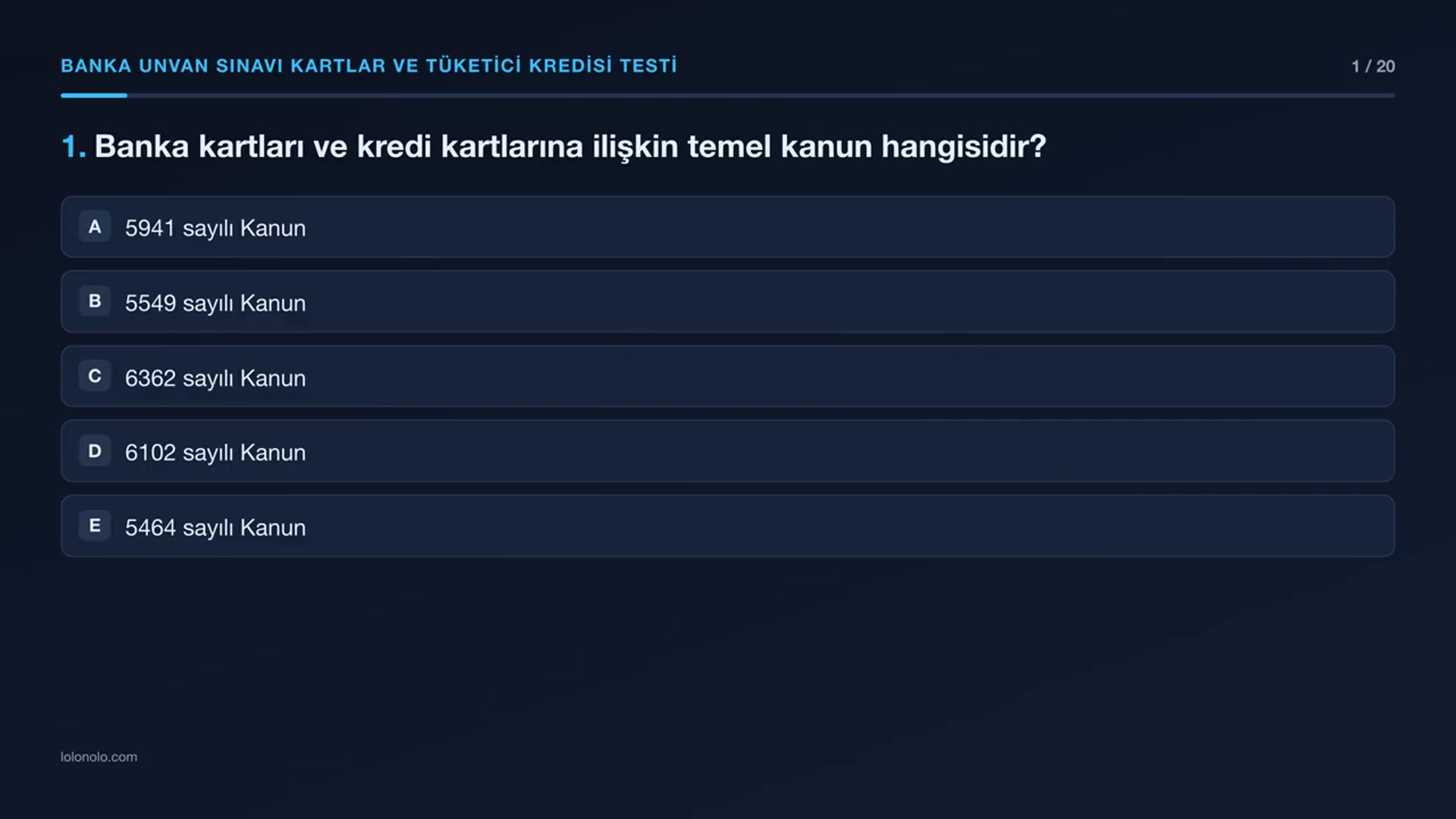 Video thumbnail for Banka Unvan Sınavı Kartlar ve Tüketici Kredisi Testi