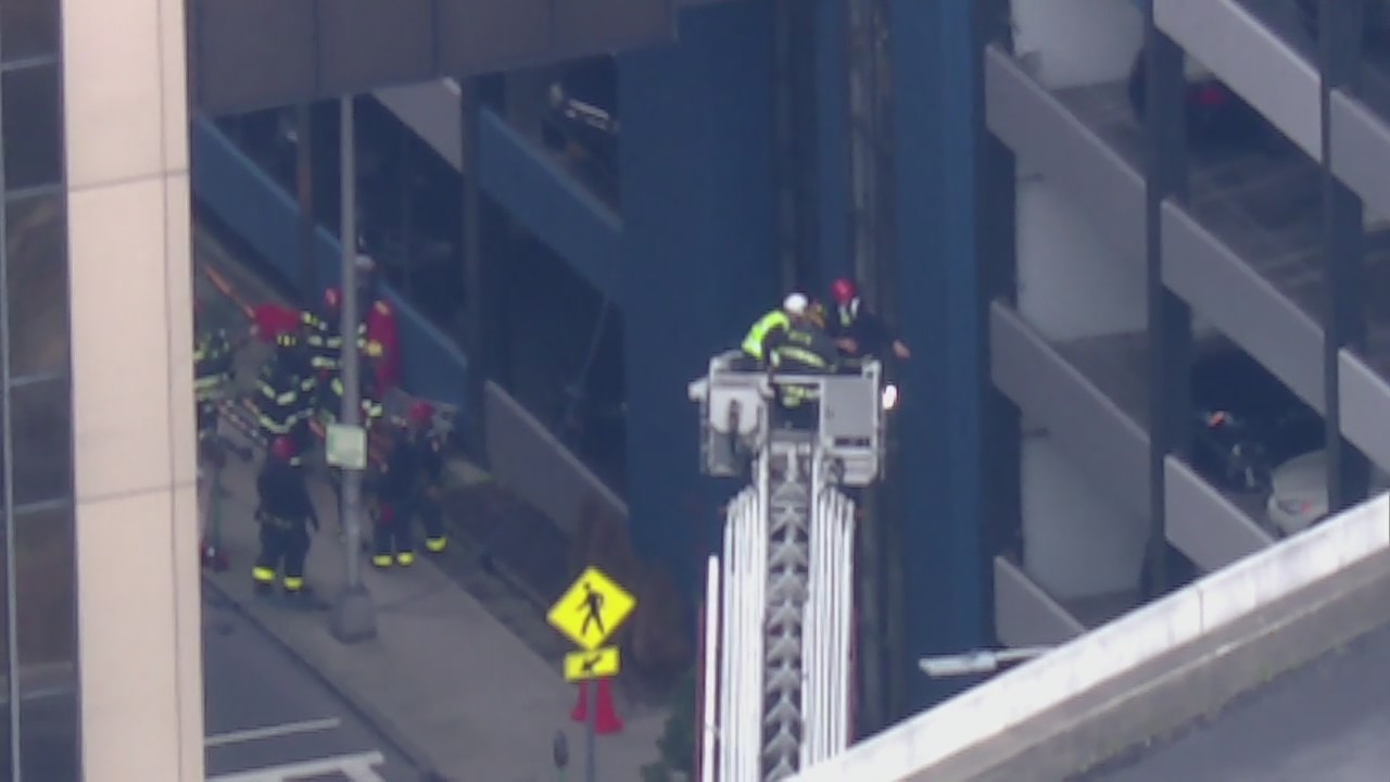 'Video thumbnail for Parking garage floor partially collapses in White Plains'